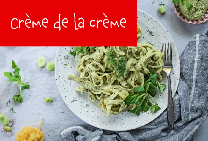 Makaron tagliatelle z sosem z bobu