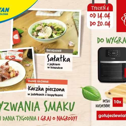 Sałatka z jajkiem w koszulce i Kaczka pieczona w jabłkach z kopytkami