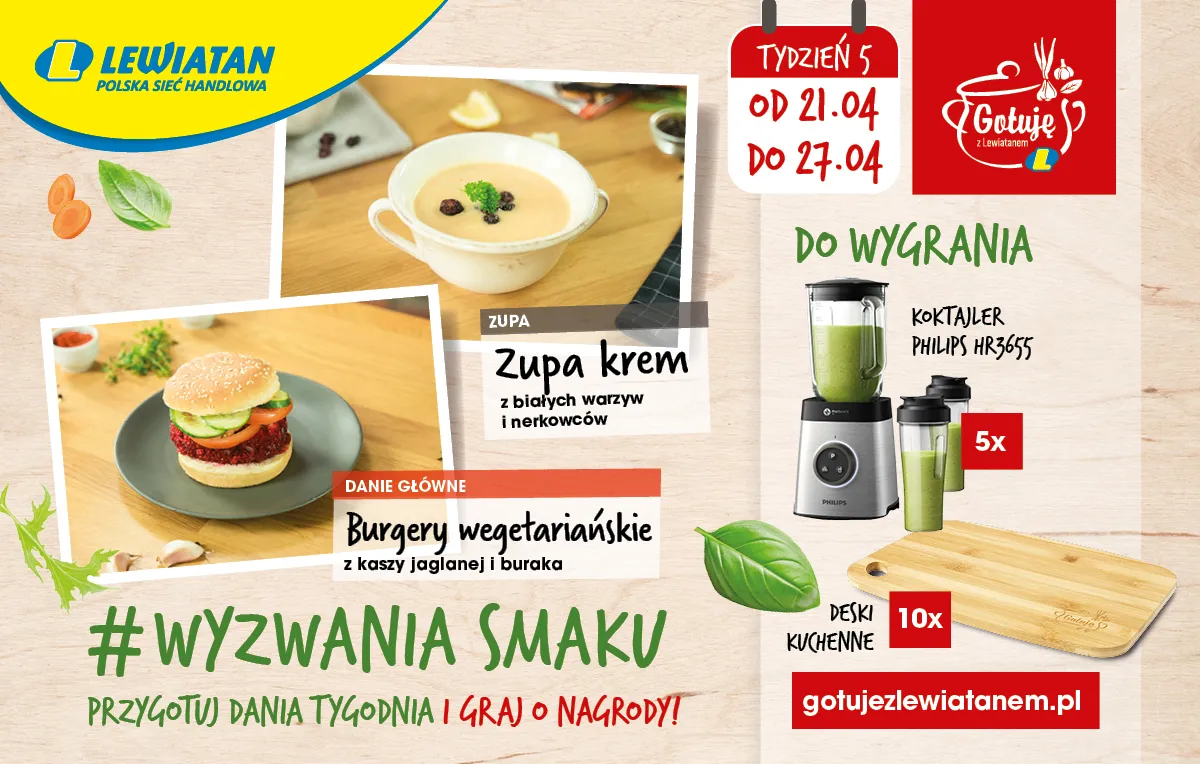 Zupa krem z białych warzyw i Burgery wegetariańskie